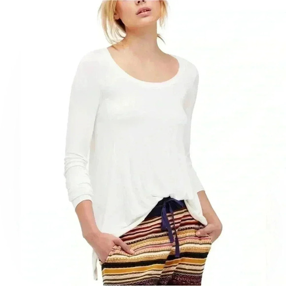 FREE PEOPLE January Ribbed Tee Ivory NWT - Picture 5 of 7